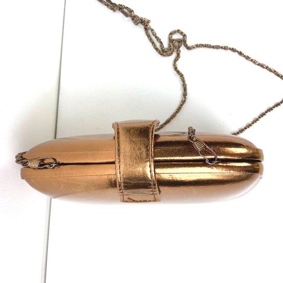 Vintage La Regale Rose Gold Clutch Hard Case Crossbody Chain Strap - Picture 6 of 16